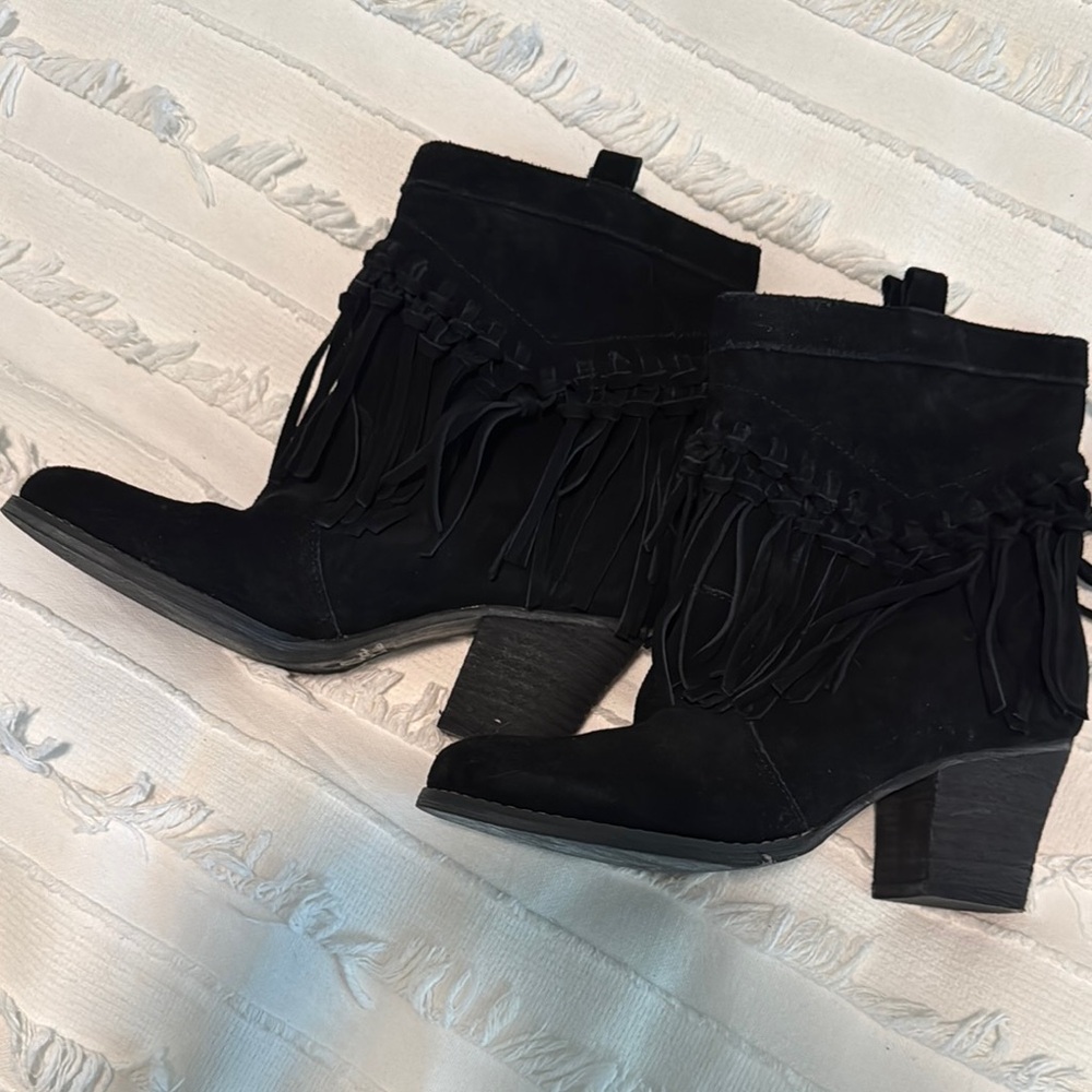 Black Fringe Ankle Boots
